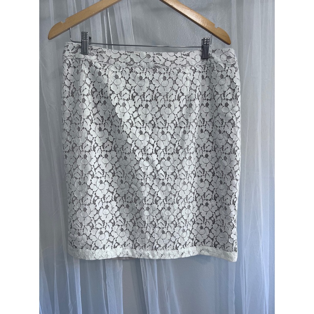 APT. 9 Women's Size 12 Lace Pencil Skirt White Knee Length Lined